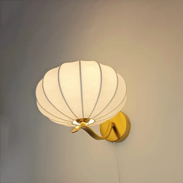 Silk Bedroom Bedside Wall Lamp Pumpkin Cream Style Modern Living Room Wall Lamp LED Background Wall Study Atmosphere Light 2