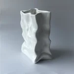 Ins Nordic Handbags Ceramic Vase White Square Rope Pleated Paper Bags Flower Pot Water Planting Room Home Decoration Accessories 6