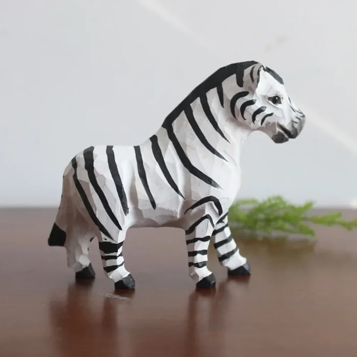 Creative Handmade Log Carving Giraffe Sculpture Ornaments Living Room Wine Cabinet Tabletop Zebra Statue Crafts Birthday Gifts 2