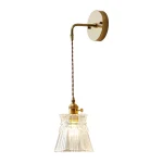 All Copper Glass Wall Lamp Simple Warm Bedroom Bedside Long Line Wall Lamp Interior Decoration Lighting Fixtures 5
