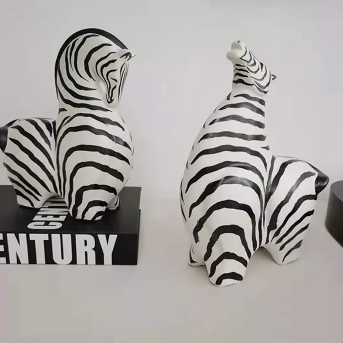 Creative resin zebra statue animal decoration desk decoration figurines home decoration accessories office crafts gifts 4