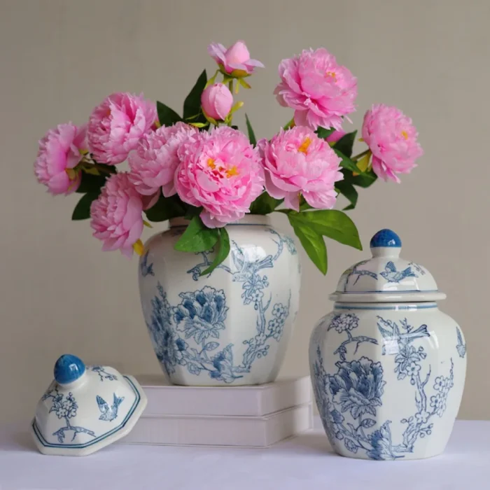 Nordic Retro Blue and White Porcelain Vase Living Room Bedroom Dining Table Flower Arrangement Container Wedding Decoration Vase 3