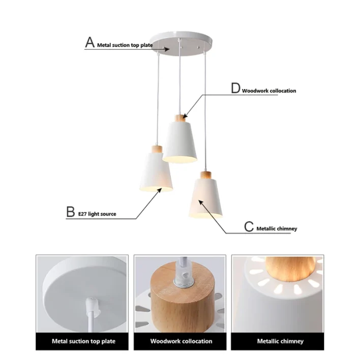 PHYVAL Nordic Pendant Lamp simple Creative Modern Pendant Light White lampshade E27 Bedroom Restaurant Living Room Lighting 5