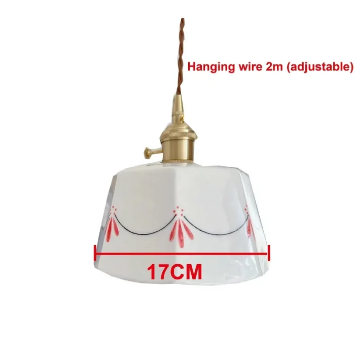 Retro Brass Glazed Printed Ceramic Chandelier Bedroom Bedside Atmosphere Light Restaurant Bar Entrance Bay Window Chandelier 6