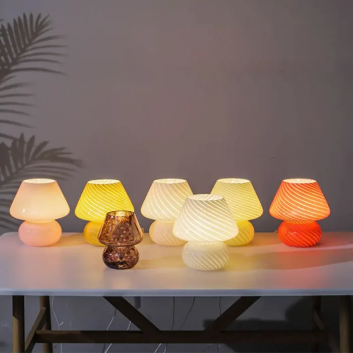 Large Size Glass Mushroom Table Lamp Color Bedroom Bedside Living Room Table Lamp Nordic Modern H24cm 9.45 inches high 2