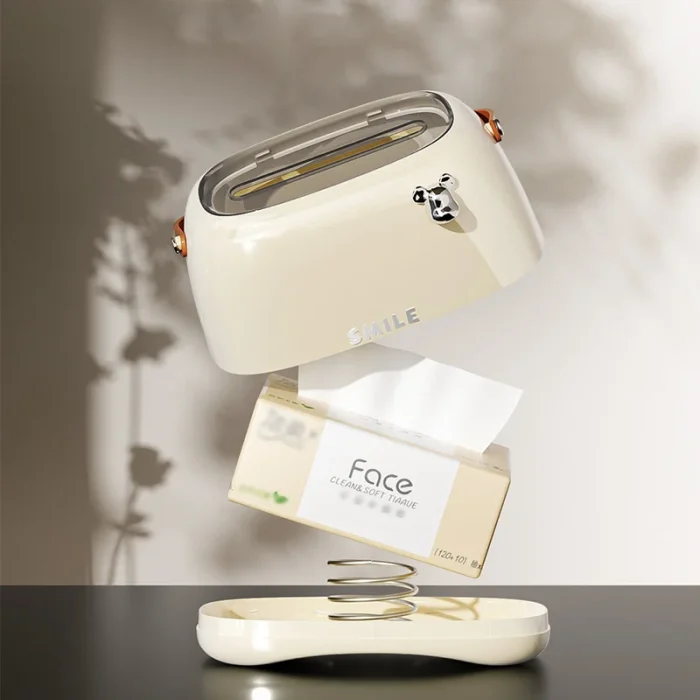 Cream Colored Trendy And Violent Bear Home Living Room With Handle Spring, Light Luxury, High-End Creative Desktop Tissue Box 2