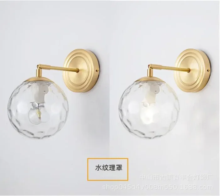 Copper Glass Ball Wall Light Bathroom LED Mirror Headlight Bedroom Bedside Dining Room Interior Decoration Wall Lamp 5