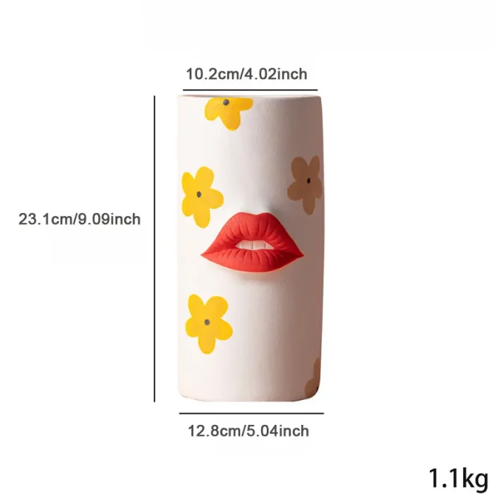 Nordic Ins Creative Lip Ceramic Vase Decor Living Room Dining Room Desktop Dried Flower Container Home Decoration  Accessoires 6