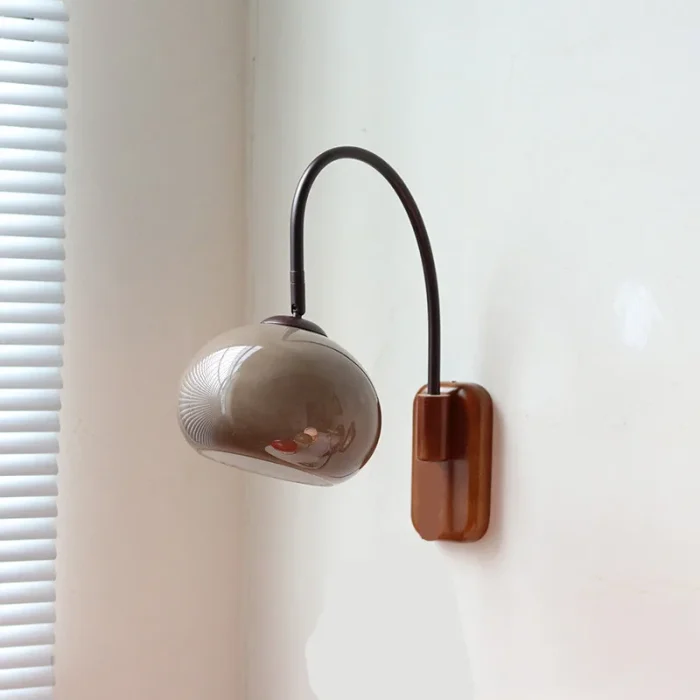 Retro Glass Wall Lamp Creative Solid Wood Bedroom Bedside Study Living Room Decoration Atmosphere Wall Lamp 4