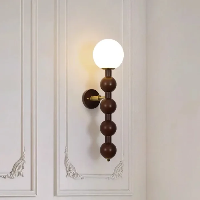 French Wall Lamp Retro Walnut Living Room Bedroom Room Wall Lamp American Solid Wood Bedside Decorative Lamps 3