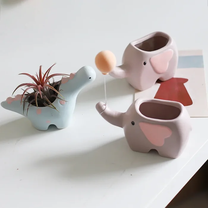 Creative ins succulent ceramic flower pot cute animal pot cactus succulents garden pot decoration desktop balcony figurines 4