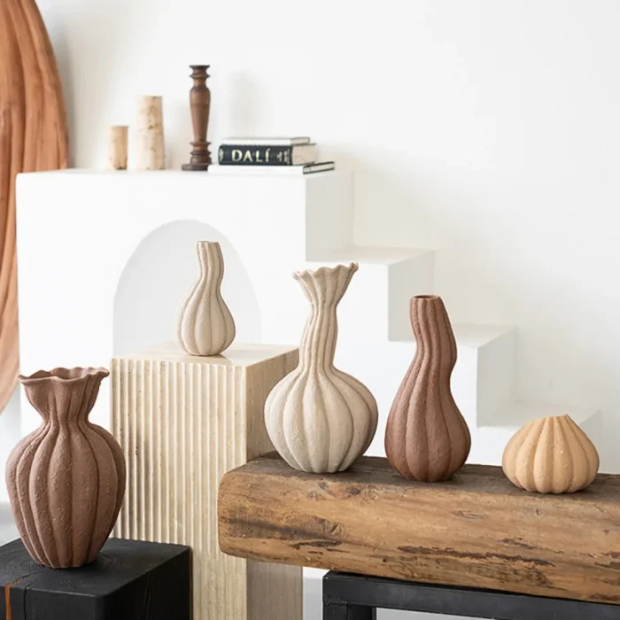 Nordic Geometric Ceramic Vase Ornaments Living Room Porch Dining Table Flower Arrangement Art Vase Wedding Background Decoration 2