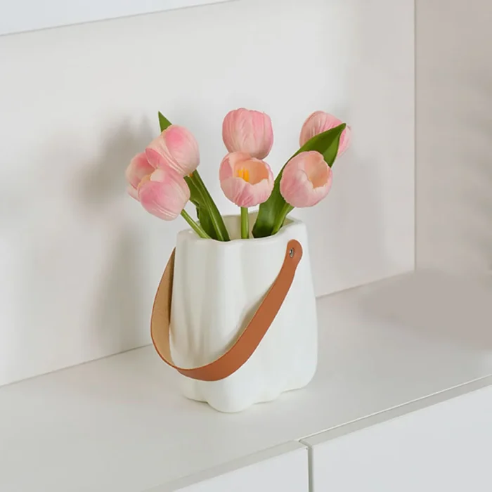 2024 New High End Handbag Vase Ornament Nordic Living Room Dining Table Water Raised Flowers Flower Arrangement Niche Decoration 2