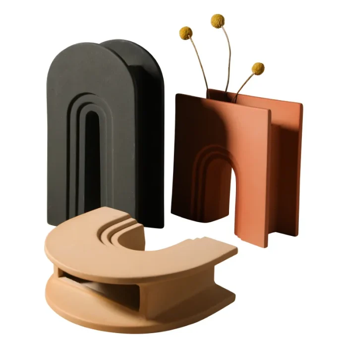 Nordic Morandi Ceramic Flower Vases Figurines Nordic Arch for Pots Modern Table Art Creative Living Room Decoration Accessories 6