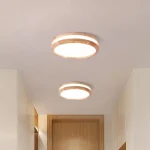 Wood LED Ceiling Lamp for Living Room Bedroom Ceiling Light Modern Nordic Round Indoor Lighting Home Decor Fixture plafonnier 1