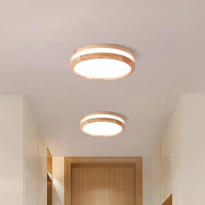 Wood LED Ceiling Lamp for Living Room Bedroom Ceiling Light Modern Nordic Round Indoor Lighting Home Decor Fixture plafonnier 1
