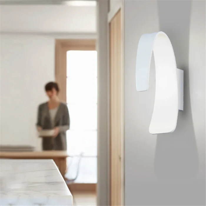 Minimalist Arc LED Wall Lamp Modern Aluminum Acrylic White Wall Light for Corridor Porch Aisle Bedside Living Room Sconce Lustre 2