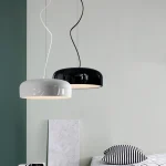 Nordic Dining Table LED Pendant Lamp Home Decor bedrooms Fixtures Pendant Lights Black White Lampshade Restaurant Hanging Lamp 2