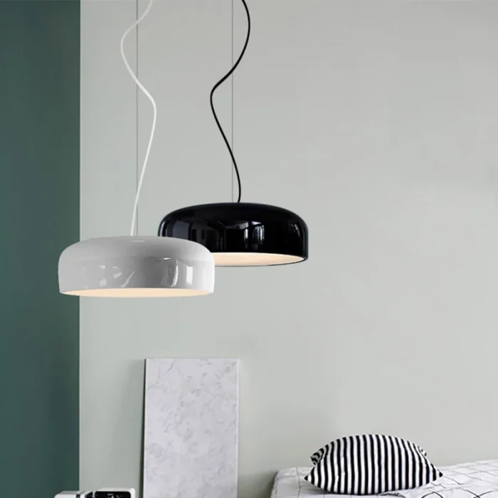 Nordic Dining Table LED Pendant Lamp Home Decor bedrooms Fixtures Pendant Lights Black White Lampshade Restaurant Hanging Lamp 2