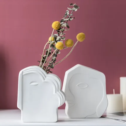 Nordic INS simple creative ceramic vase dry flower art face florist living room home decoration display vases 2