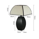 E27 Table Lamp Retro Fabric Square Cover Modern Minimalist Living Room Study Bedroom Style Chinese Bedside Lamp 6