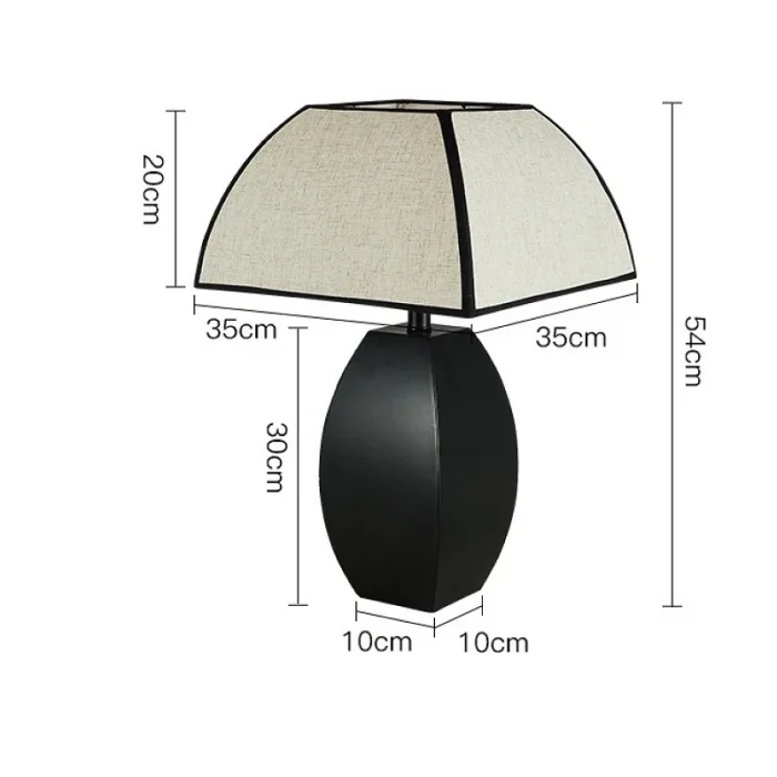 E27 Table Lamp Retro Fabric Square Cover Modern Minimalist Living Room Study Bedroom Style Chinese Bedside Lamp 6