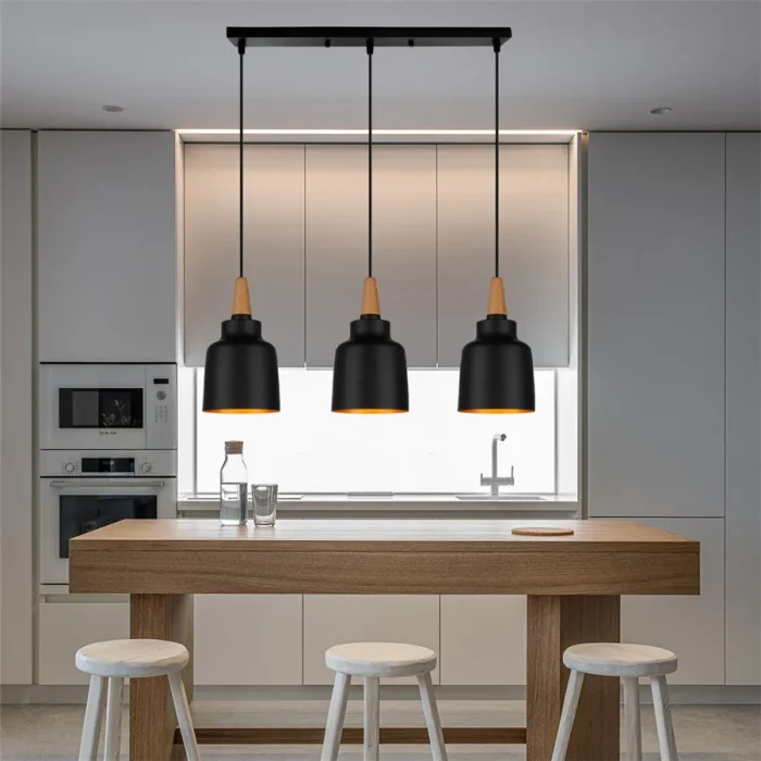 Modern Minimalist E27 Pendant Lights for Lving Room Bar Cafe Restaurant Decor Wood Aluminum Hanging Lamp Lighting Luminaire 4