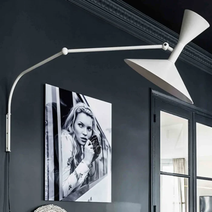 Nordic Living Room Retro Horn Decoration Bedroom Swing Arm Wall Lamp Free Wiring Bedside Industrial Installation Lighting 4