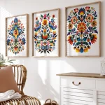 3pcs Minimalist Folk Art Flower Mexican Wall Art Prints Canvas Painting Poster Pictures For Living Bedroom Cafe Room Home Decor 4