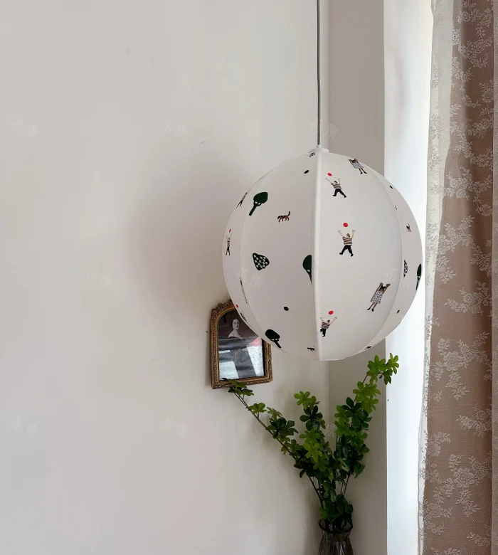 Embroidered Fabric Park Children's Chandelier Cotton Linen Handmade Cartoon Lamp Shade Cloakroom Study Bedroom Decorative Lamps 3