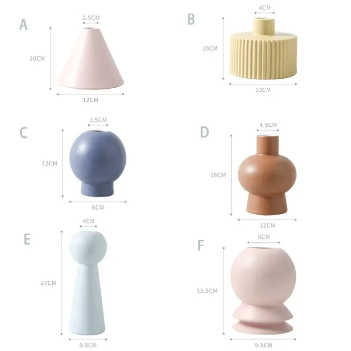 Nordic Ceramic Table Decoration Living Room Art Flower Arrangement Dried Flower Creative Ornament Plug-in Wind Small Vase Pink 5