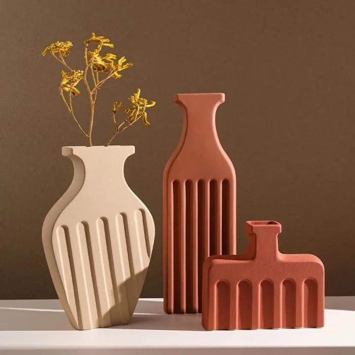 Nordic Ins Geometric Ceramic Vase Ornaments Living Room Bedroom Dining Table Flower Arrangement Art Vases Crafts Christmas Gifts 1