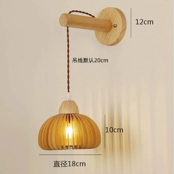 Nordic Log Bedroom Bedside Wall Lamp Rattan Background Wall Lamp Living Room Study LED Aisle Lamp 5