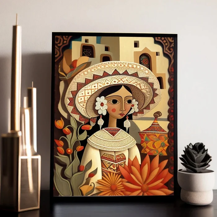 Modern Mexican Mexico Culture Folk girl Gift Wall Art Prints Canvas Painting Poster Pictures For Living Room bedroom Home Decor 1