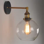 Industrial Vintage Wall Mount Light Single Sconce Oval Dome Clear Glass Bedside Wall Lamp Shade Iron Art E27 Lighting Fixture 2