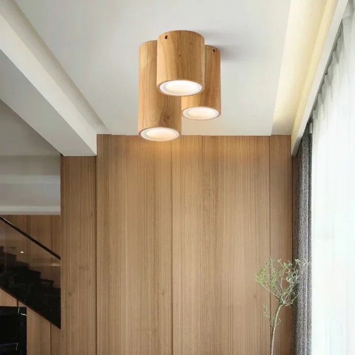 Solid wood led ceiling light original wood color downlight aisle balcony decoration living room bedroom creative modern simple 6