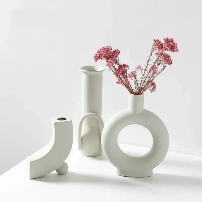 Jingdezhen White Porcelain Crafts Ceramic Vase Creative Small Flower Vase Ornaments Tabletop Vases Home Decoration Wedding Gifts 5