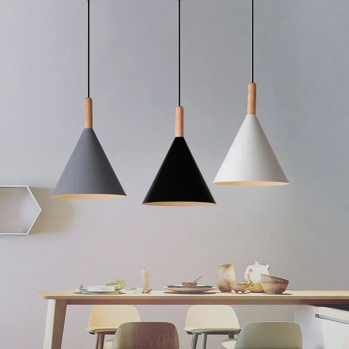 Simple chandelier industrial loft pendant light E27 restaurant bar living room bedroom wood wrought iron pendant lamps 1