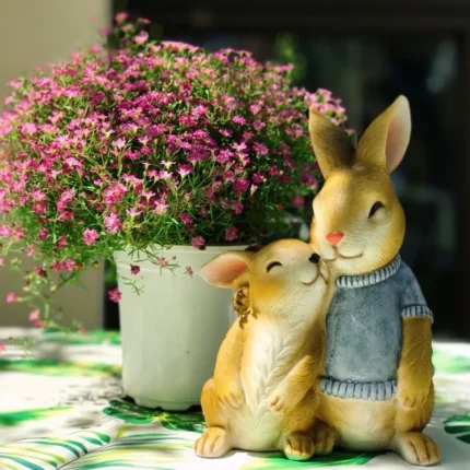 Collection Cute Easter Rabbit Desk Decoration Rustic  Fairy Garden Bunny Animal Figurine Home Decor Valentine's Day Gift  Nordic 1