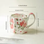 Creative Matte Floral Ceramic Mug Ornaments Living Room Kitchen Bedroom Office Milk Mug Crafts Birthday Gifts Home Decoration 6