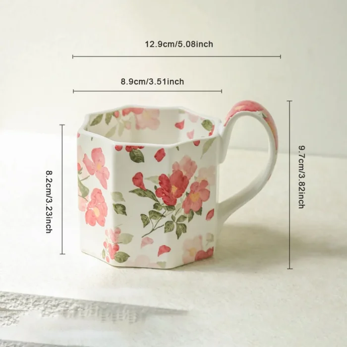 Creative Matte Floral Ceramic Mug Ornaments Living Room Kitchen Bedroom Office Milk Mug Crafts Birthday Gifts Home Decoration 6