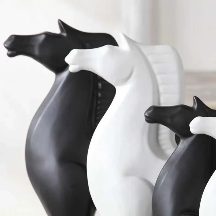 Nordic Home Office Decoration Ceramic Horse Crafts Desk Decoration Animal Figurine Gift Craft Supplies White Porcelain Bonsai 5
