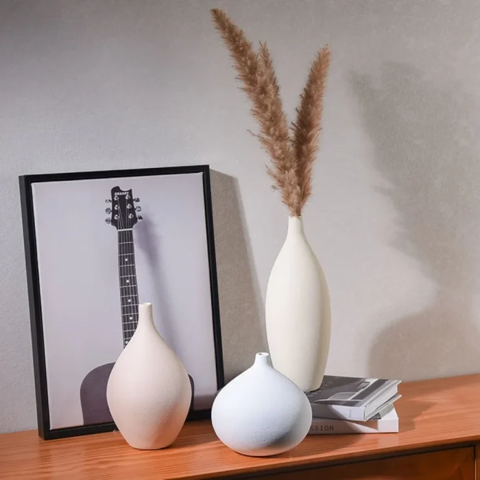 Nordic Ins Small Mouth Ceramic Vase Ornaments Living Room Bedroom Entrance Desktop Flower Arrangement Vases Wedding Decoration 2