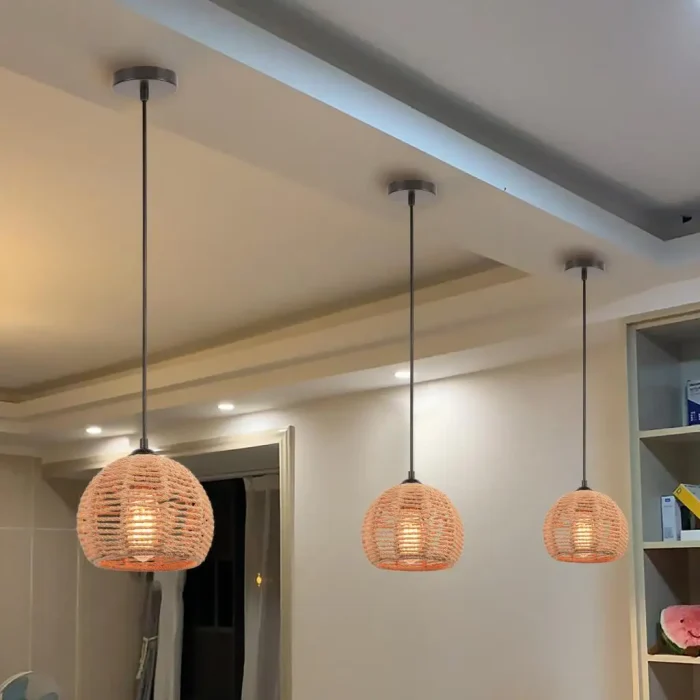 Rattan Hanging Lamp Vintage Pendant Light Fixtures Retro Hanglamp Dining Living Room Home Decor Restaurant Suspension Luminaire 1