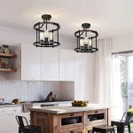 Modern LED Ceiling Lights Industrial Iron Black Nordic Minimalist Home Decor Living Room Dining Room Ceiling Lamps Lighting E26 5
