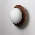 Flat glass ball wood wall lamp LED dining room porch bedside living room bedroom interior decoration wall lamp 1