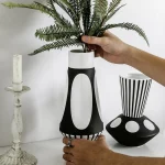 Nordic design creative black and white ceramic vase abstract flower arrangement flower retro desktop home craft decoration 4