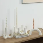 Nordic Striped Ceramic Candle Holder Ornaments Living Room Bedroom Dining Table Candle Holder Christmas Atmosphere Decoration 1