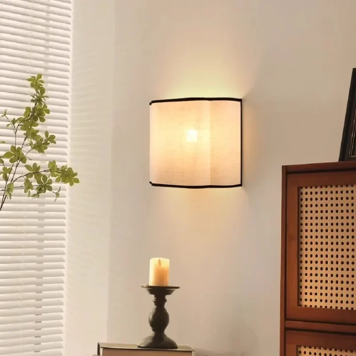 French Cream Style Wall Lamp Creative Linen Bedroom Bedside Background Wall Decorative Lamp Corridor Walkway Lamp 4