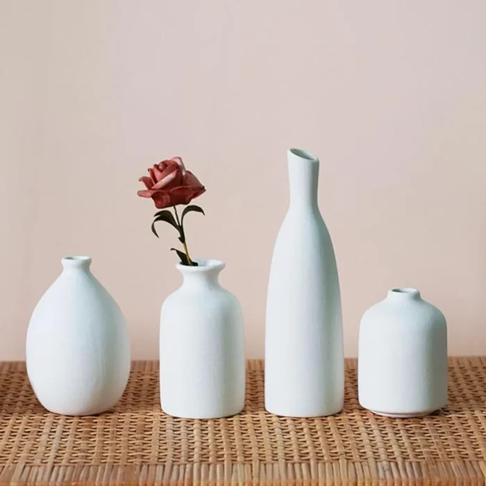 Ceramic Vase Set of 4, Classic Matte Vases Home Decorations for Table Shelf Office Decor 4